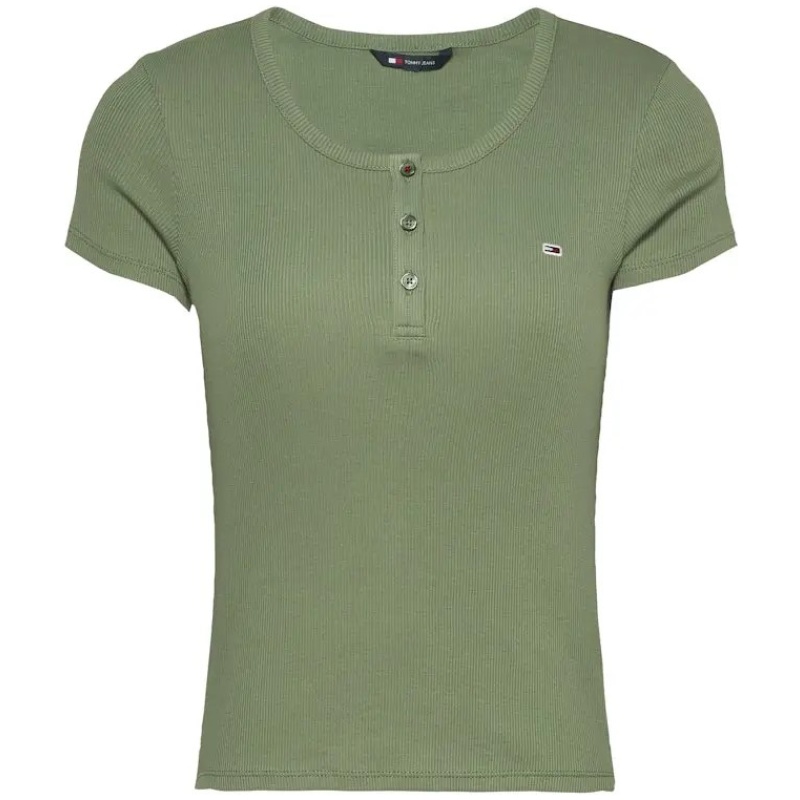 TOMMY JEANS Slim button rib c-neck ss